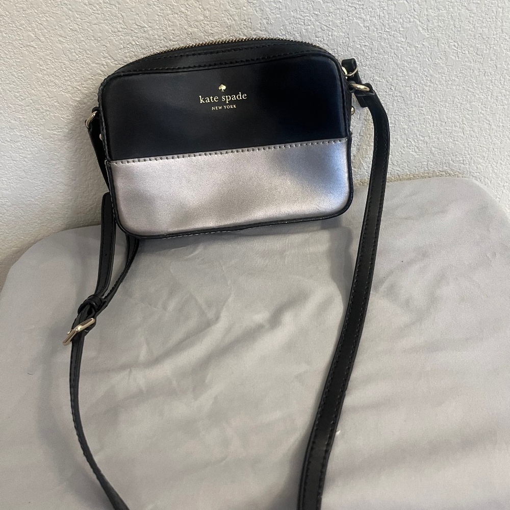 Small Black and Silver Kate Spade Crossbody